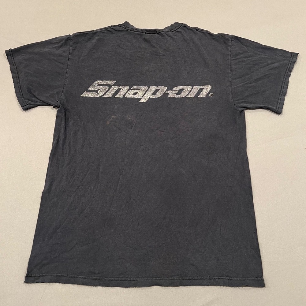 Vintage Snap-On Tools Distressed Graphic T-Shirt Faded Black Fruit of the Loom M